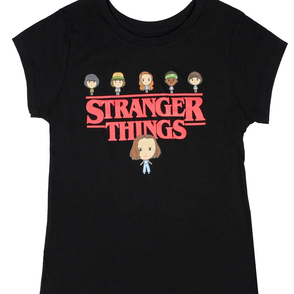 Stranger Things Girls Chibi Characters T-Shirt (XL 12-14)